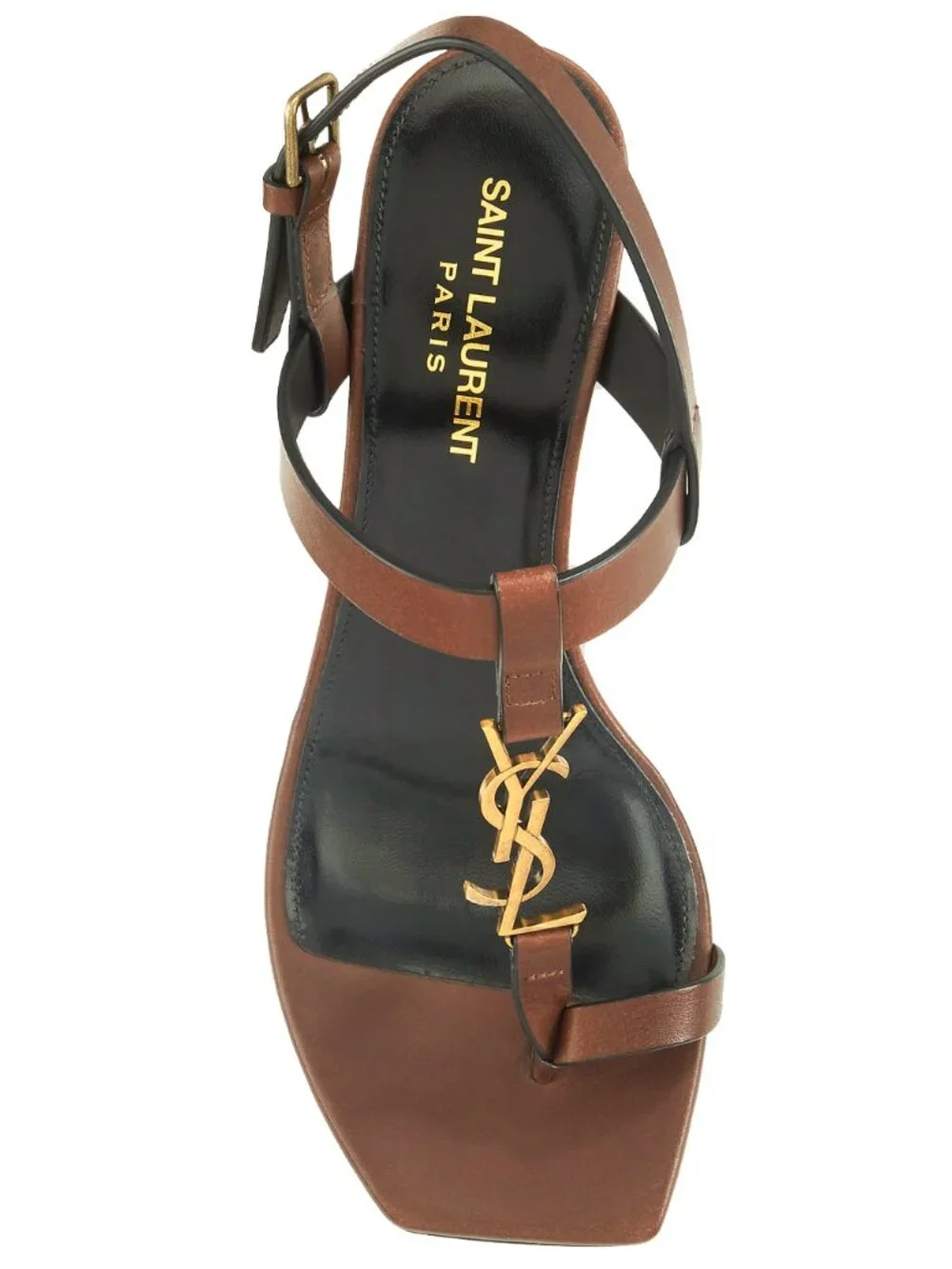 Brand New Saint Laurent Cassandra 75 Monogram Brown Leather Slingback Sandal - Picture 5 of 12